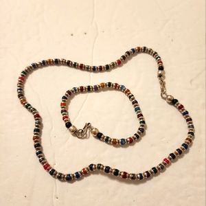 Treska Multicolor Cluster Rainbow Matching Necklace and Bracelet